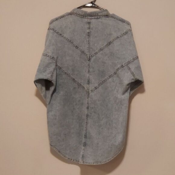 Monique fashions Vintage Blue Jean Embellished Button Up Shirt - Picture 6 of 8